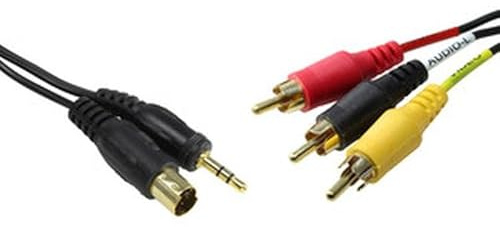 Brightium Adapter för PC till TV/VIDEO Mini-Din 4P + Jack + 3 RCA-anslutning, perfekt för överföring av ljud och video av hög kvalitet mellan enheter.