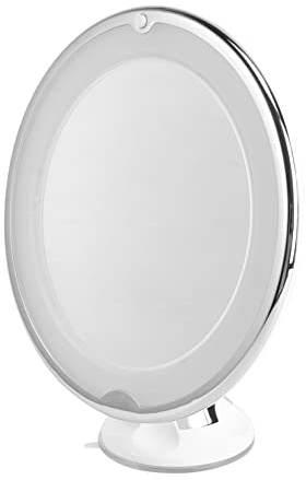 NIYANGLE Miroir Grossissant Ventouse Rond 7X avec LED Lumineux, Miroir de Maquillage Portable en Verre pour Salle de Bain et Coiffeuse