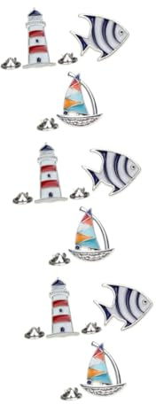 LIGIGWASH Brosche Clip Küsten Schmuck Tierbrosche Für Frauen Tropisch Stift Ornamente Fisch Einzigartig Leuchtturm Segelboot Brosche Broschennadel Brustnadel Brosche