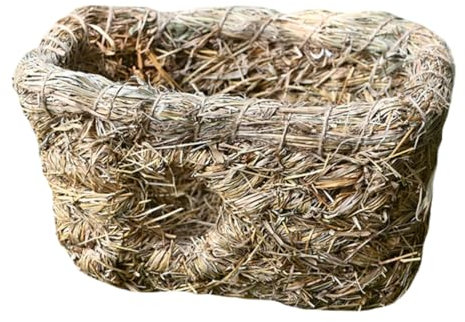 Toyvian Handgewebtes Stroh Haustiernest Mit Doppelöffnung Sicher Kleintierhaus Schlafplatz Für Kaninchen Innen Außen