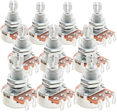 Alpha A250K Mini Pots Metrisch Standard Split Shaft 9,5mm Audio Taper Potentiometer für E-Gitarre Bass (10er Set)