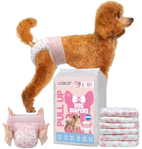 Dono Disposable Dog Nappies Female, 10 pieces, Dog Diapers for Dogs in Heat, Puppy Nappy, Dog Pull-up Pants, cat nappies, super absorbent, incontinence, XS, S, M, L