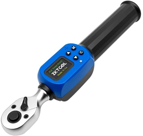 ZKTOOL 3/8 Zoll Digitaler Drehmomentschlüssel, 3–60 Nm Ratschen-Drehmomentschlüssel, fünf Arten von Einheiten N.m, Lbf.ft, Lbf.in, Kgf.cm, Kgf.m, ±2% Hochgenaue LED-Anzeige, Summeralarm-Kalibrierung