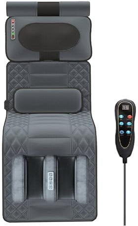 Colchón de masaje térmico con calor, tapete de masaje de cuerpo completo, 9 modos de compresión lumbar para aliviar el dolor, cojín calefactor plegable