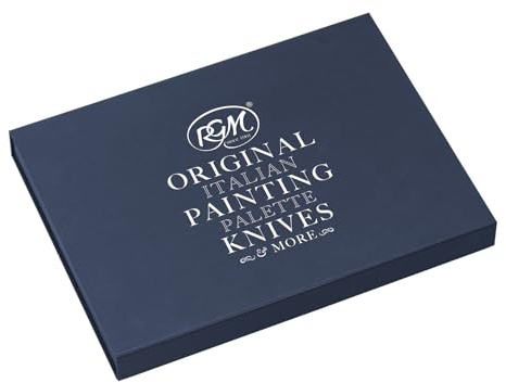 RGM 52552 - Juego de 12 espátulas para pintar Plus Line, mango de madera, espátulas para acrílicos, óleos y pinturas pastosas, ergonómicas con ojal para colgar en estuche de cartón