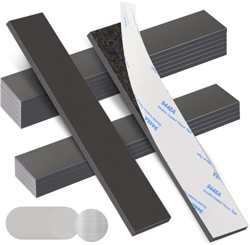 Alitree 12 Pièces Bande Magnétique Aimants Autocollants Adhésifs Puissante, 15x2.5CM Flexible pour Réfrigérateur Tableau Blanc, avec 30 Plaquettes Métalliques pour Bureau Cuisine École Maison