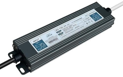 Transformateur LED 24 V 100 W : transformateur étanche extérieur avec Prise, Alimentation LED IP67 4,2 A, convertisseur AC 230 V vers DC 24 V pour Rubans LED, Spots et Bandes Lumineuses.
