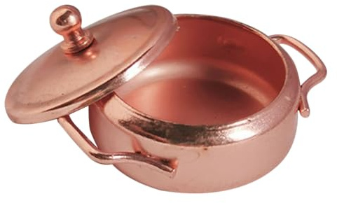 GARVALON Pot Miniature en Métal Vintage Cuivre Mini Marmite Décorative pour Maison de Poupée Accessoires la Cuisine Miniature pour Jeu et Décoration Ustensiles pour Garçon et Filles