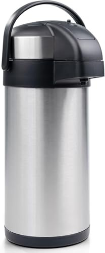 Tea Coffee Airpot 5L Coffee Carafe Flask Hot Cold Stainless Steel Pump Action Vacuum Flask Double-Wall Vacuum Insulation Carry Handle Removable Lid