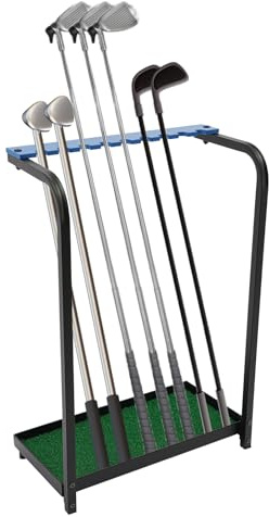 POTYYH Golfschläger Ständer, 9 Löcher Golfschlägerhalter Golfschlägerständer Golfschläger-Halterung mit Kunststoff-Rasenmatte für 9 Schläger, 50x27.5x72cm