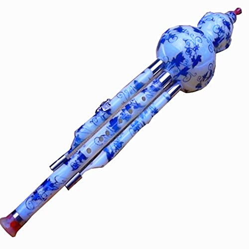 flauto di bambù, Flauto Hulusi in Do/Sib in porcellana blu e bianca con calabash Strumento musicale popolare for principianti