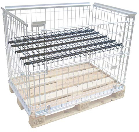 GERSO Gitterboden für Aufsatzrahmen für EPAL Palette verzinkt 120x80cm extra Boden für Gitterbox hochwertig stabil Gitter Aufsatzkorb Gitteraufsatzrahmen Tragkraft 50kg