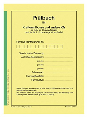 Prüfbuch für Kraftomnibusse und andere Kfz DIN A5 Prüfung Personenverkehr HU SP