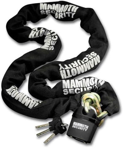 Mammoth Security Motorcycle Lock & Chain Heavy Duty 12mm Hex Chain & 1.8m Length