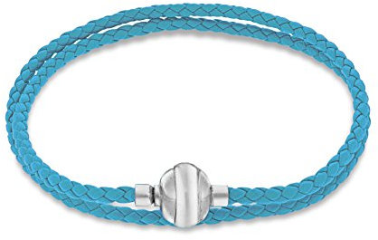 Tuscany Silver Charms Unisex Silber Magnetisch Bettelarmband - Türkis Geflochtenes Leder 40cm/16zoll
