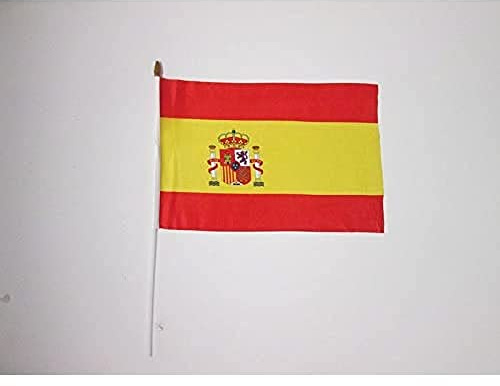Drapeau Espagne 45x30cm HAMPE blanche - LOT DE 10 Drapeaux espagnol 30 x 45 cm - AZ FLAG