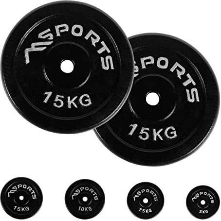 Coppia di dischi professionali per bilancieri e manubri, 100% ghisa, 5-30 kg, 2 x 15 kg – nero, allenamneto di forza
