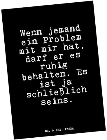 Mr. & Mrs. Panda Postkarte Wenn jemand ein Problem... - Geschenk, witzig, Ansichtskarte, lustig, Glizer Spruch Sprüche Weisheiten Zitate Weisheit Worte, Ansichtskarten, Postkarten, Grußkarte, Problem