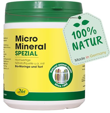cdVet Naturprodukte MicroMineral Spezial 500 g - Hund, Katze, Pferd - Vitamin- Mineralstoff- und Spurenelementgeber - Magen-Darm Regulation - Eisenquelle - Zellschutz - Muskelaufbau - Vitalität -