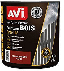 AVI - PERFORM ACTIV BOIS - Peinture Anti-pluie pour Boiseries Extérieures - Satin - Rouge Basque