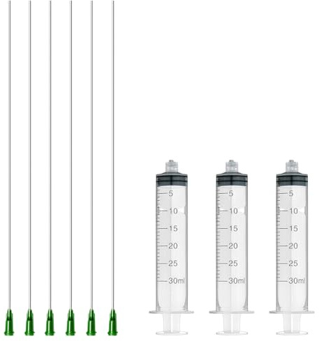 Rachel's Closeouts 6 Pcs Dispensing Needle 14G x 10 with 3 Pcs 30ml Syringe - Blunt Tip Luer Lock Super Long Needles