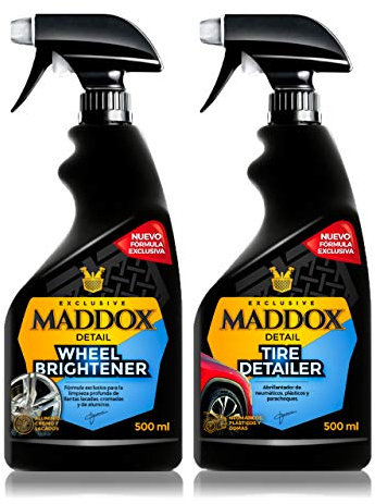 Maddox Detail - Hidratador de Plásticos Exteriores y Llantas | Abrillantador Coche y Moto | Hidratador de Gomas Coche | Versátil y Fácil de Usar | Kit Limpieza Coche | Wheel Care Kit 2x500ml