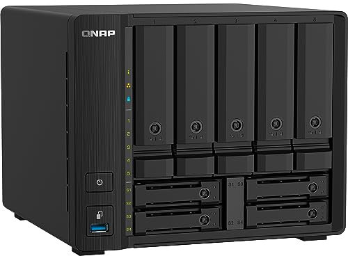 QNAP TS-932PX-4G 9 Bay (5 + 4) Desktop NAS Enclosure - 10GbE SFP+ and 2.5GbE Connectivity - 5 x 3.5-inch Drive Bays & 4 x 2.5-inch SATA Drive Bays