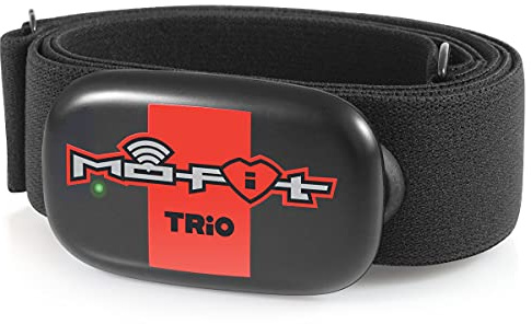 Mo-Fit Trio - Heart Rate Monitor Chest Strap/HRM for Apple, Android, Peloton, Garmin, Polar, Wahoo, Strava, Zwift, ANT+, 5.3 kHz Gym Equipment, and Most Bluetooth 5.0/4.0 Enabled Fitness Devices