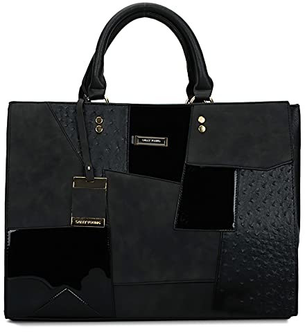 DIRRONA Damen Handtasche Mode Umhängetasche Beiläufig Crossbody-Tasche Handtasche Damen Gross Wasserdicht PU Leder Tasche Damen Schwarz