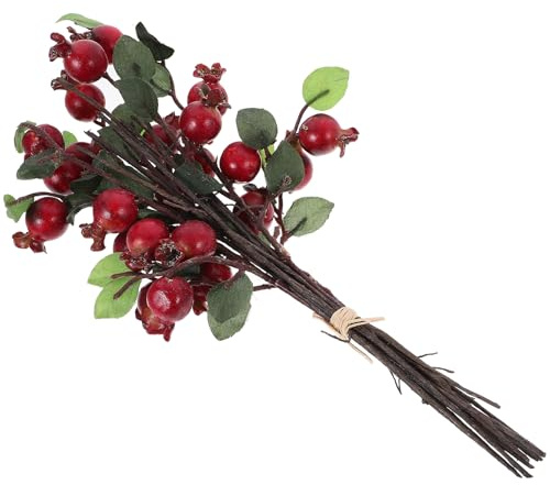 WINOMO Christmas Red Berries, 5 Groups Artificial Rosehip Berries 32cm Simulation Pomegranate Branch Plant Stem Faux Fruit Bouquet Flower Arrangement for Xmas Wreaths Home Decor (Red)