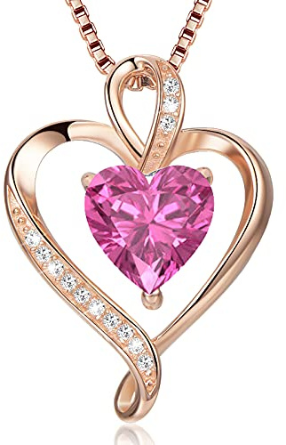 LAVUMO Herzkette 925 Silber/Messing Rosegold Gold Damen Halskette Geschenk | Herz änhänger Kette Damen Schmuck Geschenk für Frau Frauen an Geburtstags Weihnachten Valentinstag Hypoallergen Ketten