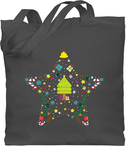 Shirtracer Baumwolltasche - Geschenke Christmas Bekleidung - Weihnachtsstern I Weihnachtsmotiv I Weihnachten - Unisize - Dunkelgrau - jutebeutel gross weihnachtlich weihnacht stern stoffbeutel