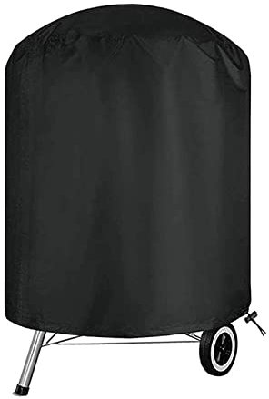 AWSAD Kugelgrill Abdeckung mit Kordelzug Rund BBQ Grillabdeckung Wasserdicht, Winddicht, UV-Beständig 210D Oxford Gewebe Grill-Abdeckhaube (Color : Black, Size : 80x80cm)