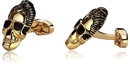 Stfery Manschettenknöpfe Herren Totenkopf, Manschettenknöpfe Herren Personalisieren Goldschwarz Edelstahl Cufflinks Schmuck Geschenk