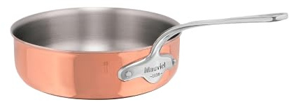 Mauviel M'6S 6-lagige Sautepfanne aus poliertem Kupfer und Edelstahl, mit Griff aus gegossenem Edelstahl, geeignet für alle Herdarten, 3,2 qt, hergestellt in Frankreich