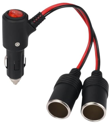 Distributore Accendisigari Auto 12V/24V – Doppia Presa con Interruttore, Fusibile 15A, 120W, Indicatore LED – Adattatore 1 in 2 per Auto e Moto