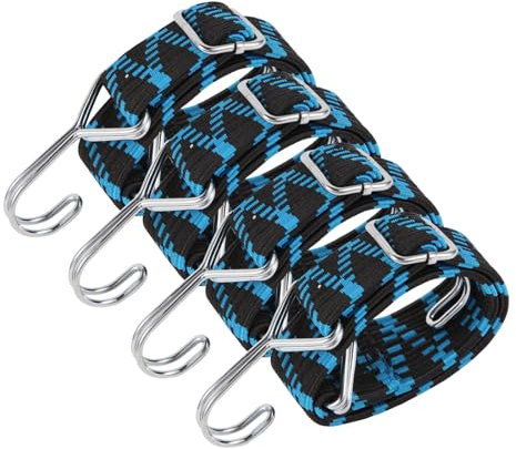 Spanngummi mit Haken,4er Expander mit Haken Verstellbar Gepäckspanner Breit Gummispanner mit Haken für Sackkarre Gepäckträger Fahrrad Motorrad Camping Blau. (50cm)