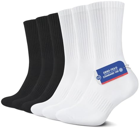 YouShow Sports Socks for Men & Women 6/12 Pairs Cotton Cushioned Crew Socks