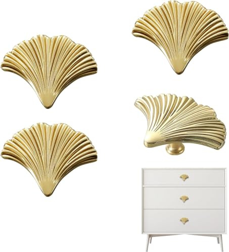 SYZOW 4 Stück Möbelknöpfe aus Gebürstetem Messing, Gold Möbelknöpfe，Küchenknöpfe Gold Schrankknöpfe Modern Schubladenknauf Knöpfe Schrank Türknopf (Gold)