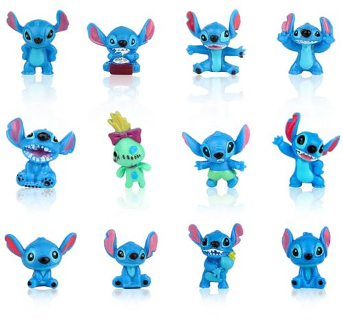 Xingsky Figur, 12 Stück Cake Topper, Lilo und Figuren Set für Kinder Mädchen Junge Geburtstags Kuchen Topper Dekoration Party Autodekoration Cupcake Toppers (12pc)