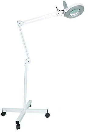 JKSVTF Magnifying Glass Floor Standing 5X 8X 10X Magnifier Lamp for Beauty Skin Manicure Tattoo Salon,White