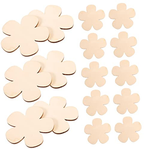 SEWACC 60stücke Diy Holzblumen Tags Blanko Holzblumen Für Bastelprojekte Dekoration Und Für Kreative Handarbeiten Und Scrapbooking