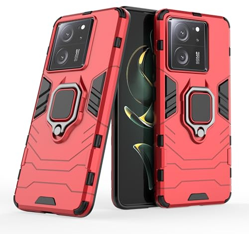 Max Power Digital Funda para móvil Xiaomi Mi 13T / Mi 13T Pro Carcasa Magnética con Anillo Imán Antigolpes Resistente Rígida Dura [Tecnología Absorción Golpes] (Xiaomi Mi 13T, Rojo)