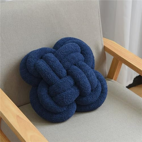 Ueiwffzo Knotenkissen 35 x 35 cm Sitzkissen Knot Pillow Plüschkissen, Stuhlkissen Deko Kissen für Sofa Stuhl Boden (Dunkelblau)