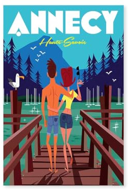 Hexoa Poster Le Pont des amours Annecy lac - Made in France - Affiche sous Cadre Bois 20x30