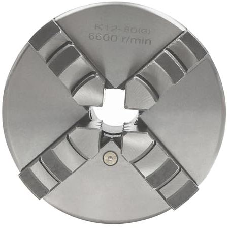 4-backs roterande chuck, självcentrerande chuck tillverkad av 4-backs zinklegering, tillbehör för svarvbänkar och svarvar, bakfoder roterande chuck för träsvarvar, 80 mm