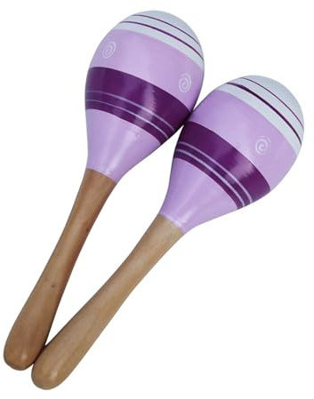 HAJHI Rhythm Percussion Maracas for Children Beginners Fancy Latin Instruments Tambourine Wooden Painted Sand Hammer Party Performances Entry Level(Purple)