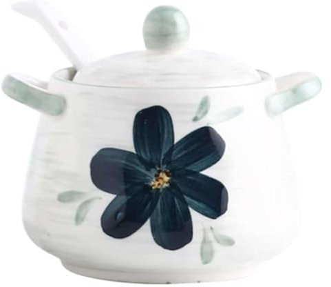 Zuccheriera con coperchio, zuccheriera in ceramica, zuccheriera a doppio manico con coperchio e cucchiaio, barattolo for la conservazione dello zucchero in ceramica da 400 ml (14 once), rosa-400 ml/14