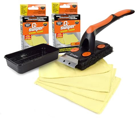 Proud Grill Q-Swiper XL Steam-Clean BBQ Grill Value Set, 4 Kevlar Cloths