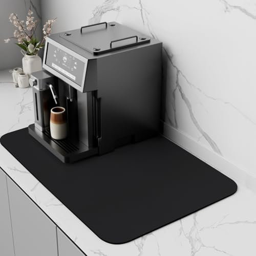 Coffee Mat Kitchen Counter Drying Mat for Coffee Bar Accessories, Rubber Backed Absorbent Dish}